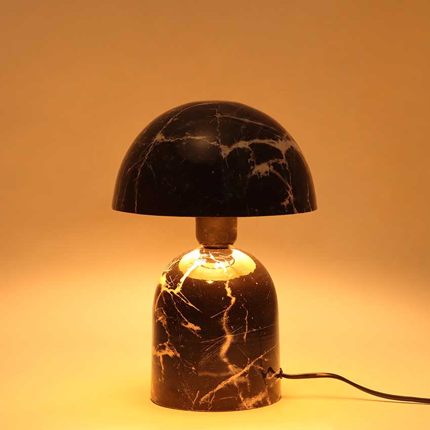 Antique Marble Finish Mushroom Glow Table Lamp Light | 8 x 13 inches