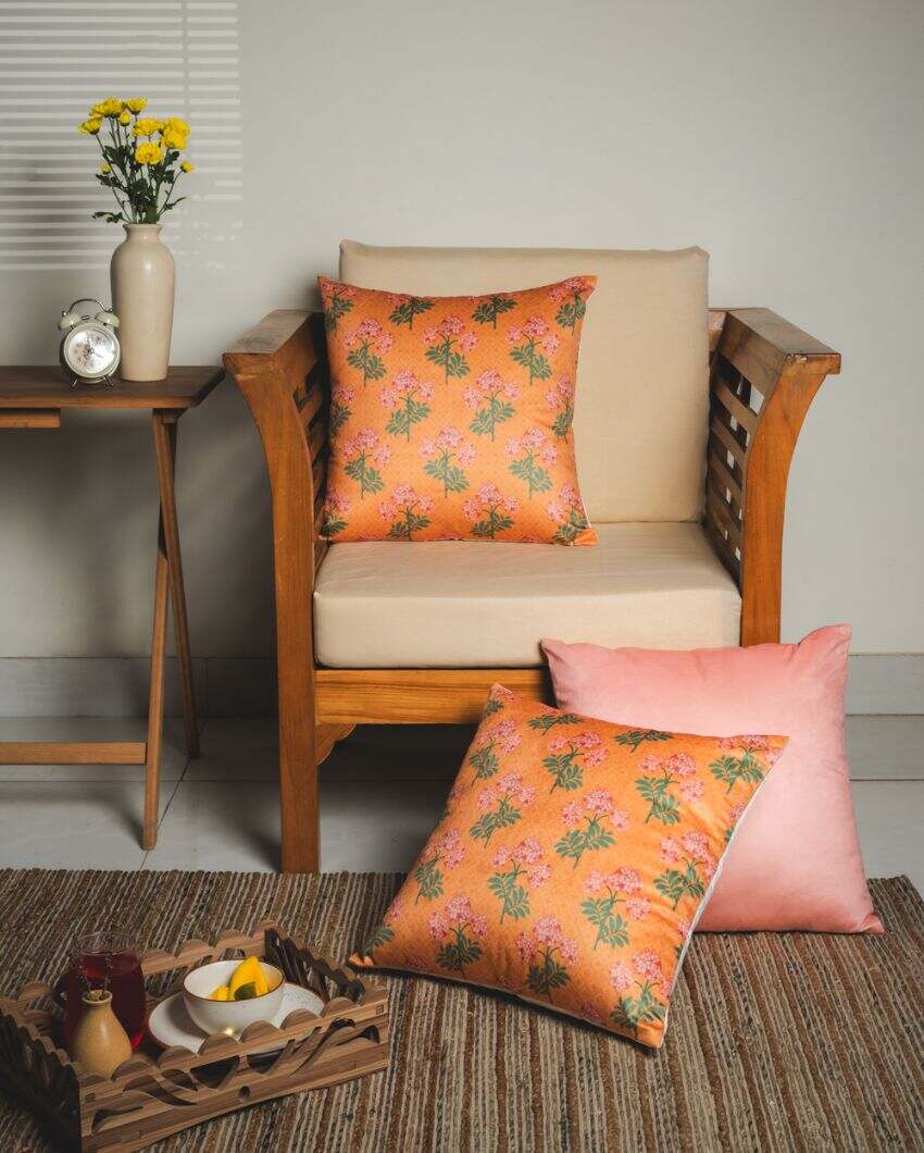 Madhvi Printed Velvet Cushion Covers | 16 x 16 inches