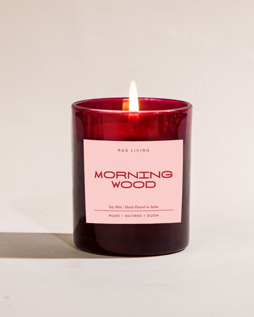 Morning Wood | Musk, Nutmeg & Oudh Mix Scented Jar Candle | 7.62 x 7.62 cm / 3 x 3 inches