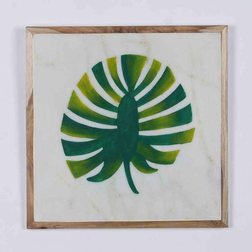 Dramatic Leaf Love Marble Wall Art | 10 x 10 inches