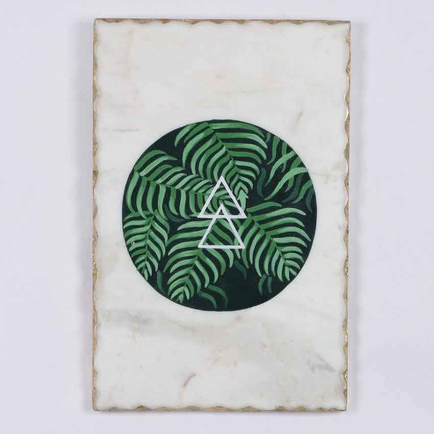 Textured Leafy Triangle Marble Wall Art | 8 x 14 inches