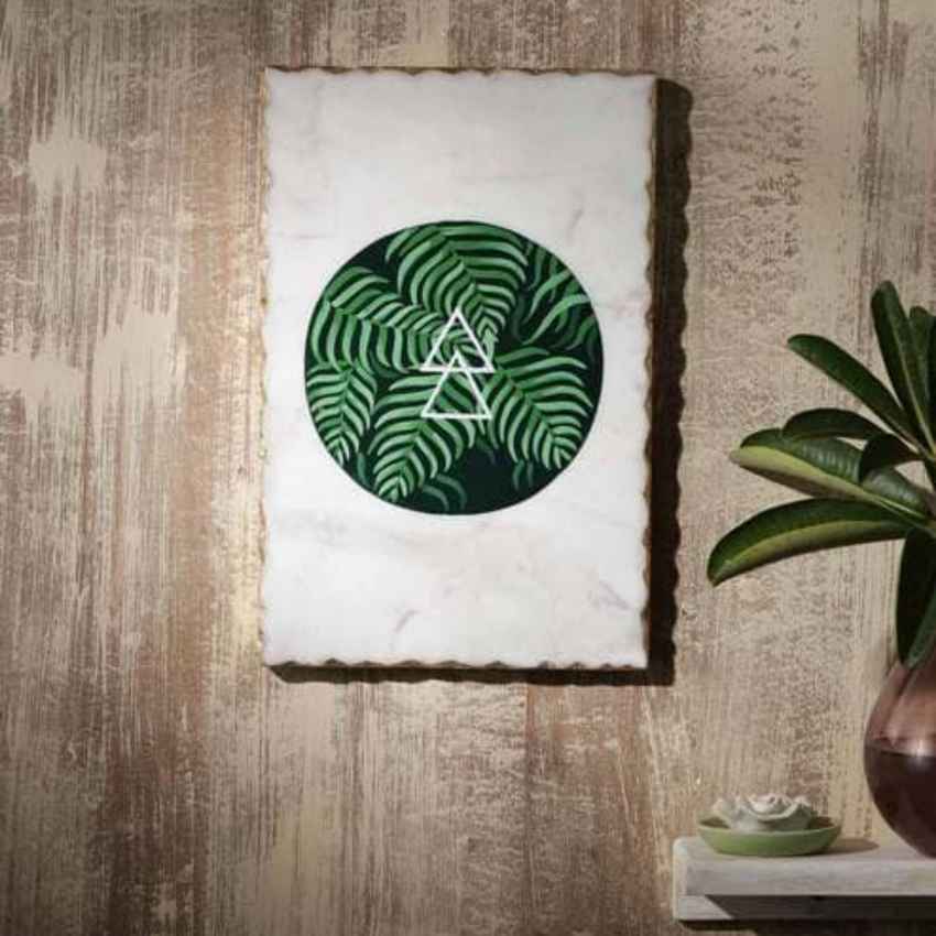 Textured Leafy Triangle Marble Wall Art | 8 x 14 inches