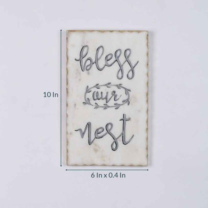 Geometric Bless Our Nest Marble Wall Art | 8 x 12 inches