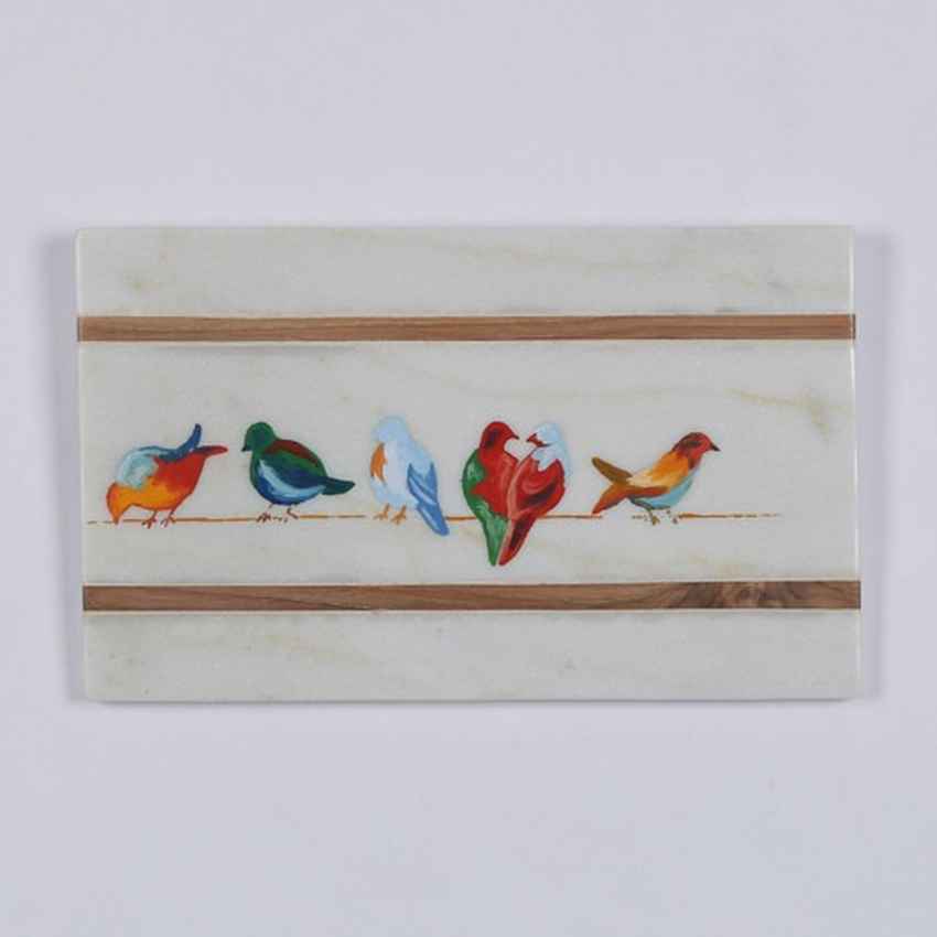 Opulent Happy Birdies Marble Wall Art | 8 x 12 inches