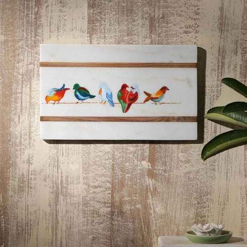 Opulent Happy Birdies Marble Wall Art | 8 x 12 inches