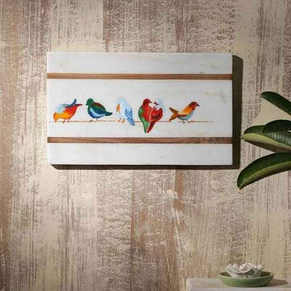 Opulent Happy Birdies Marble Wall Art | 8 x 12 inches