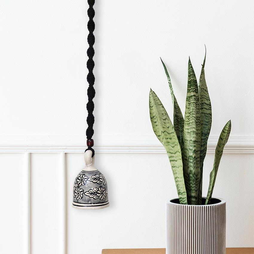 Bohemian Macrame Ceramic Bell Black