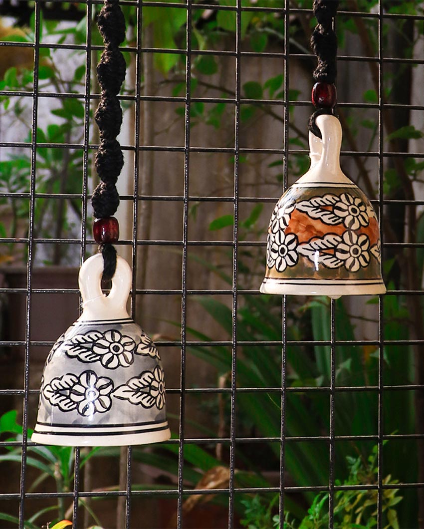 Bohemian Macrame Ceramic Bells | Set of 2 Black