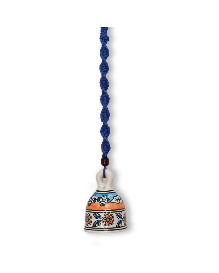 Bohemian Macrame Ceramic Bell Blue