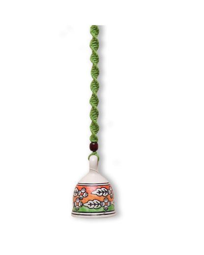 Bohemian Macrame Ceramic Bell Green