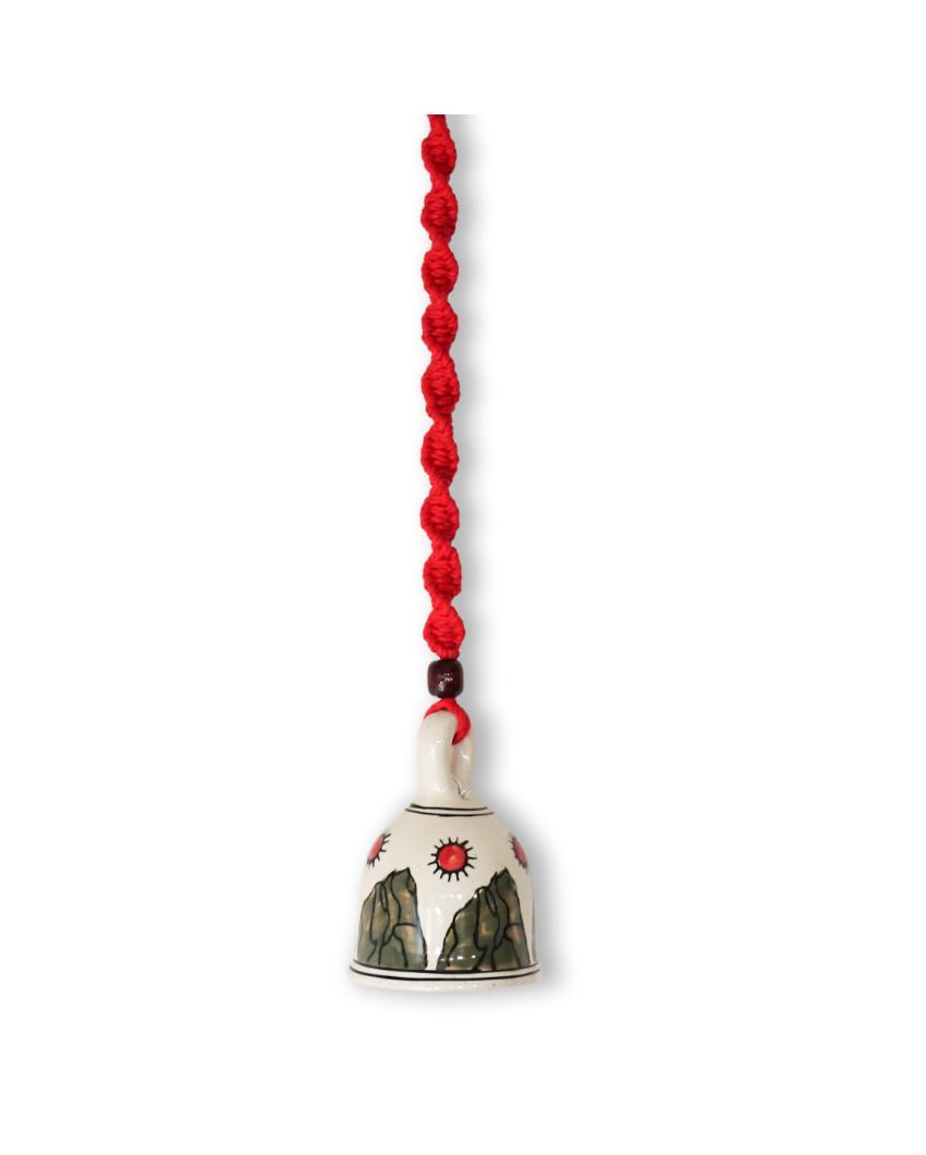 Bohemian Macrame Ceramic Bell Red