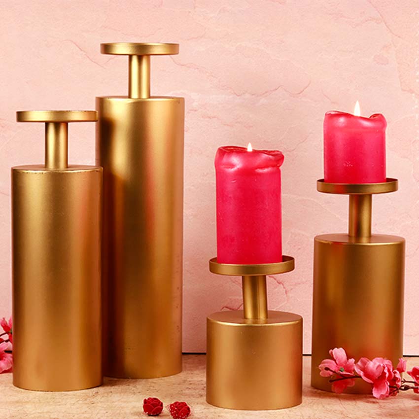 Elegant Magnolia Matte Candle Stand | Pack of 4