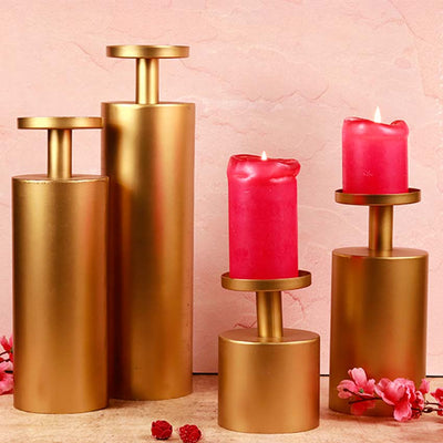 Elegant Magnolia Matte Candle Stand | Pack of 4