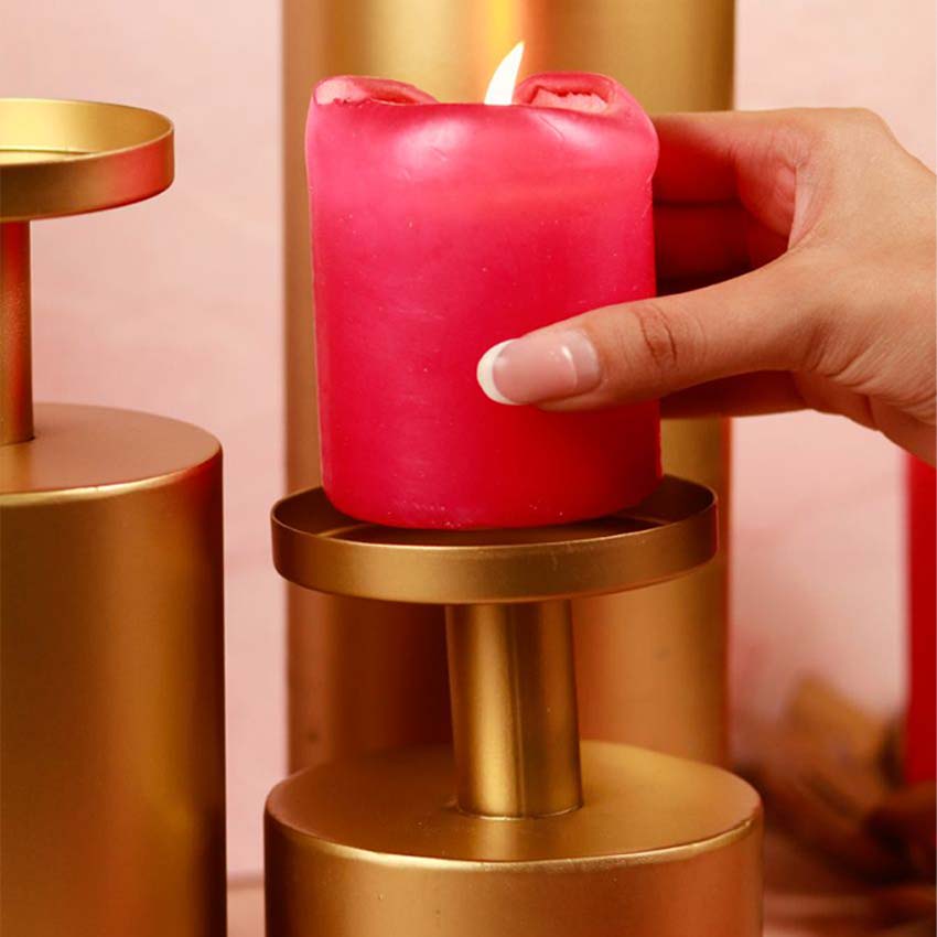 Elegant Magnolia Matte Candle Stand | Pack of 4