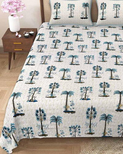 Premium Palm Breeze Printed Blue Bedding Set | 93 x 108 inches