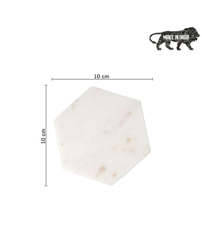 Artistic Inlay Marble Hexagon Coasters with Stand | Set of 5