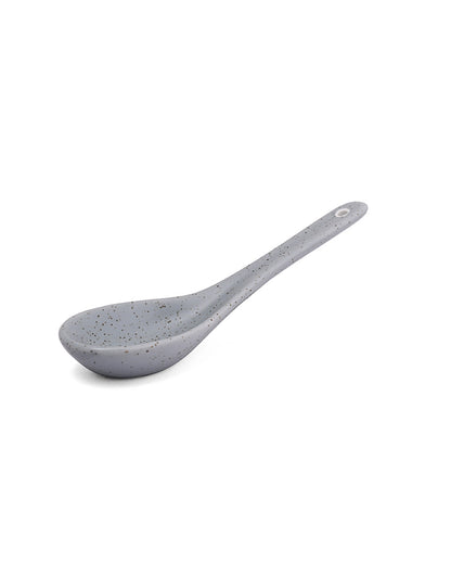 Matt Grey Porcelain Soup Bowls & Spoons | Set of 12