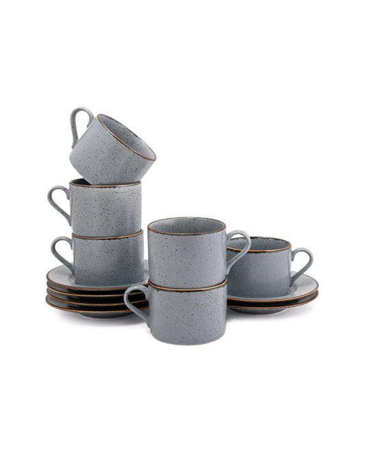 Espresso Matt Grey Sky Porcelain Cup & Saucer Set