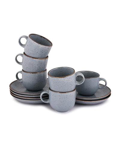 Doppio Matt Grey Sky Porcelain Cup & Saucer Set