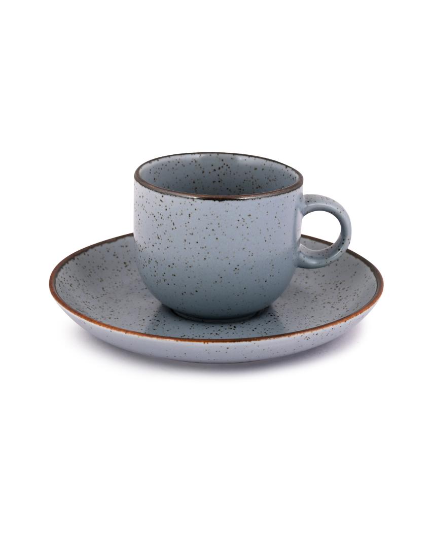 Doppio Matt Grey Sky Porcelain Cup & Saucer Set