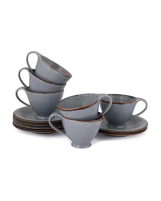 Cappuccino Matt Grey Sky Porcelain Cup & Saucer Set