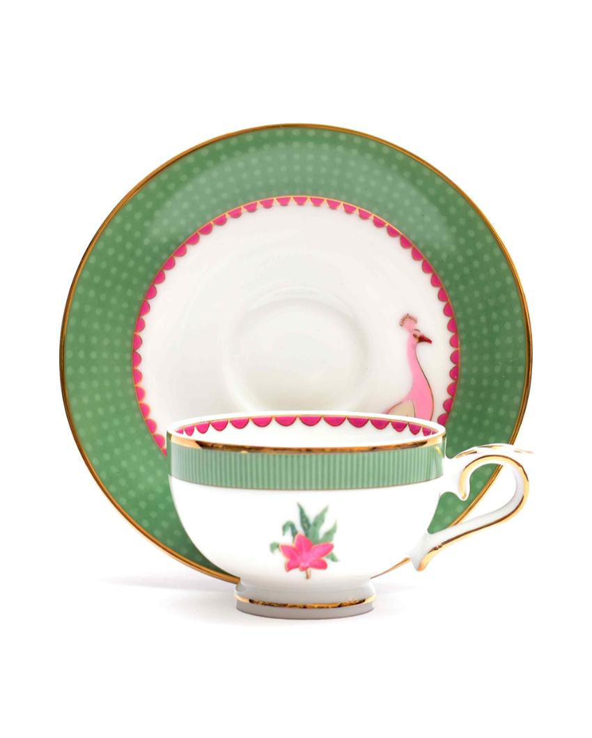 Mayura Macchiatto Porcelain Tea Cup & Saucer | Set of 12 | 60 ml