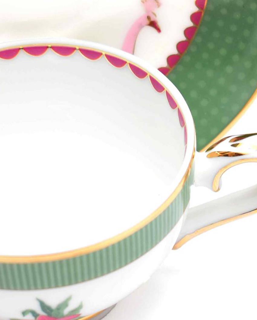 Mayura Macchiatto Porcelain Tea Cup & Saucer | Set of 12 | 60 ml