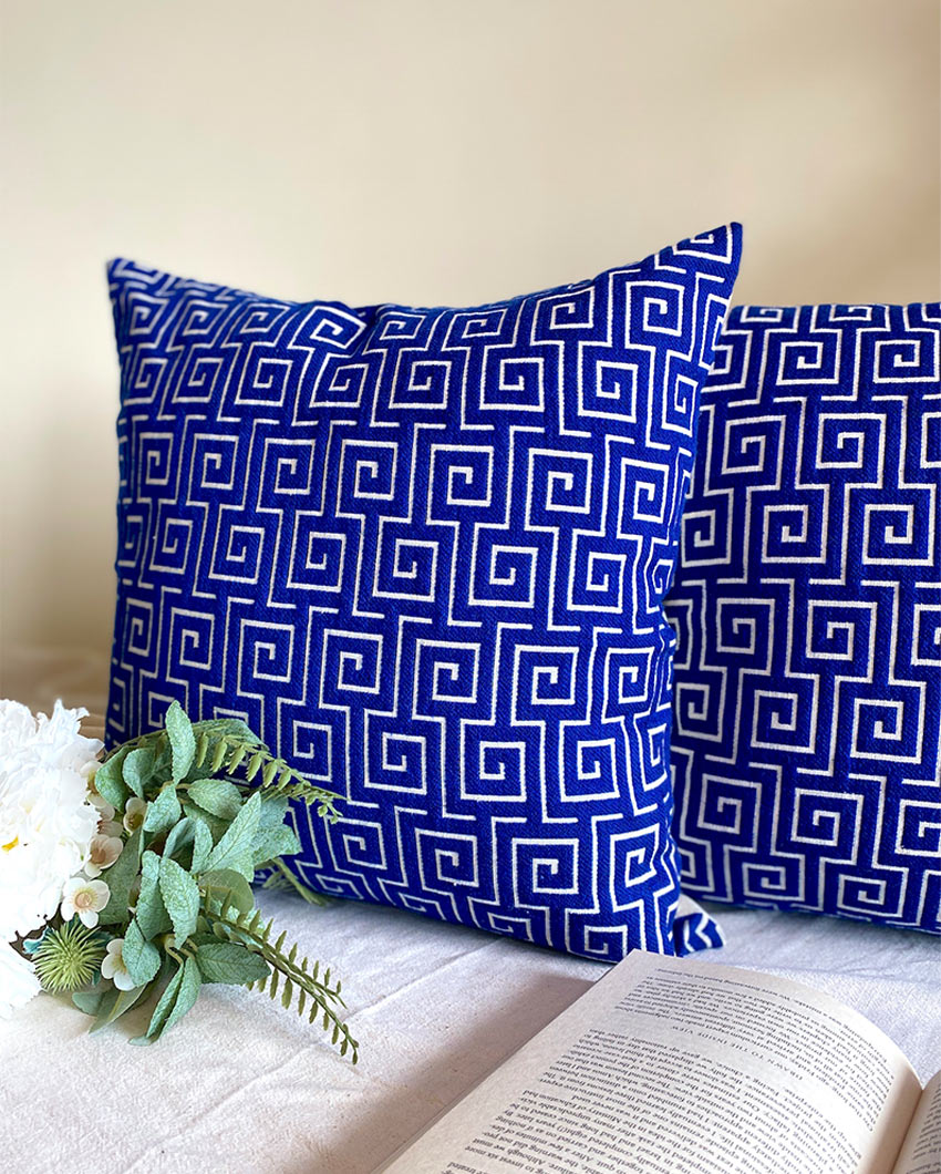 Royal Maze Velvet Cushion Covers | Blue  Set of 2