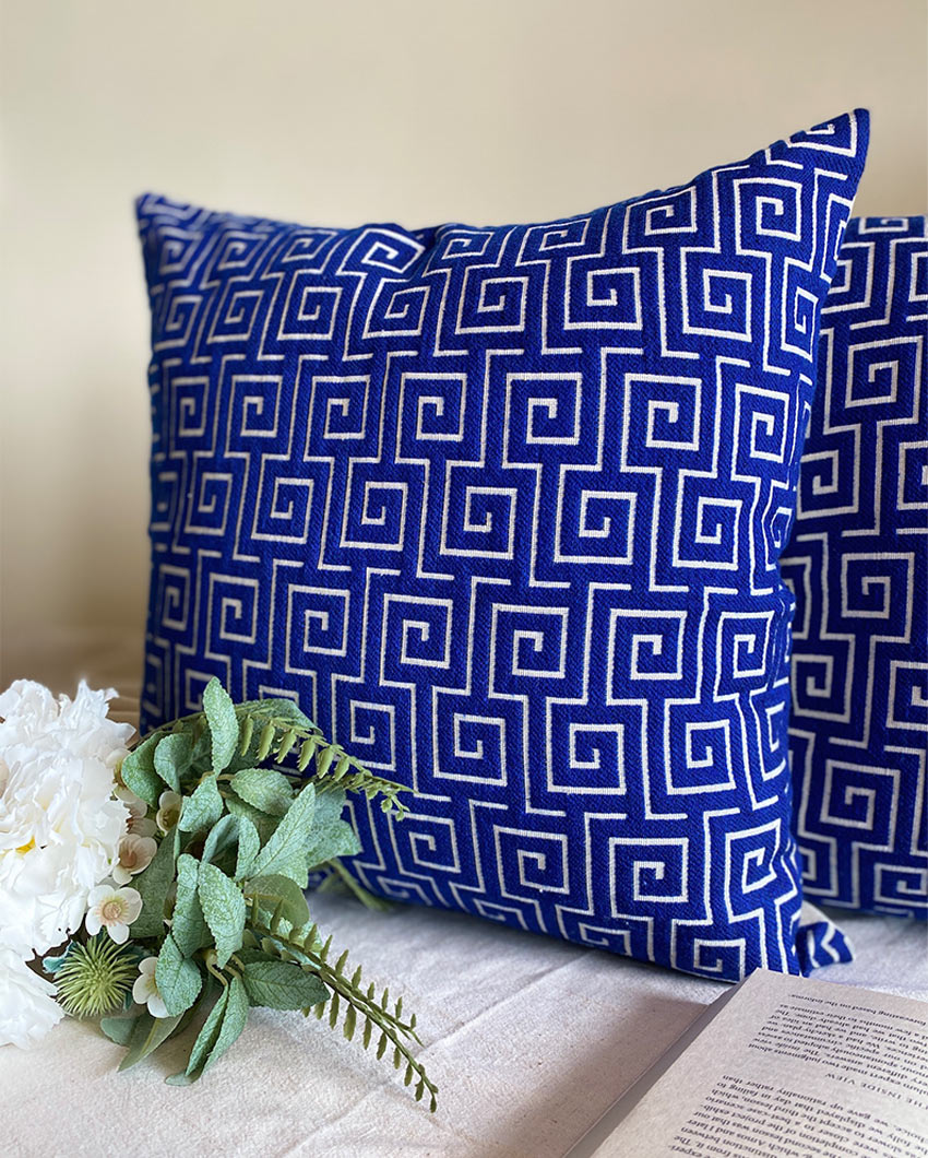 Royal Maze Velvet Cushion Covers | Blue  Set of 2