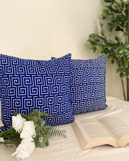 Royal Maze Velvet Cushion Covers | Blue  Set of 2