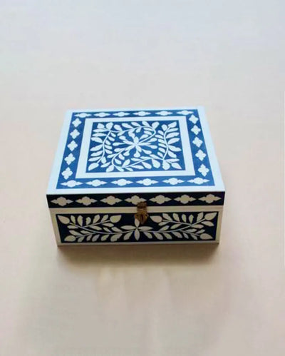 Meena Inlay Wooden Box  | Purple| 6 x 6 x 2.5 Inches