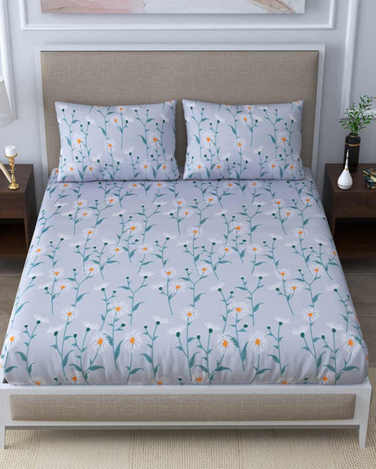 Columbine Floral Polycotton Flat Bedding Set | Double Size