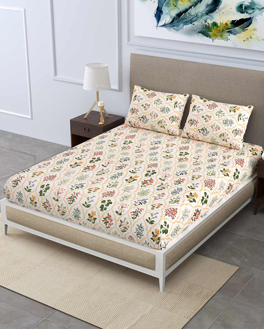 Anne Floral Polycotton Flat Bedding Set | Double Size