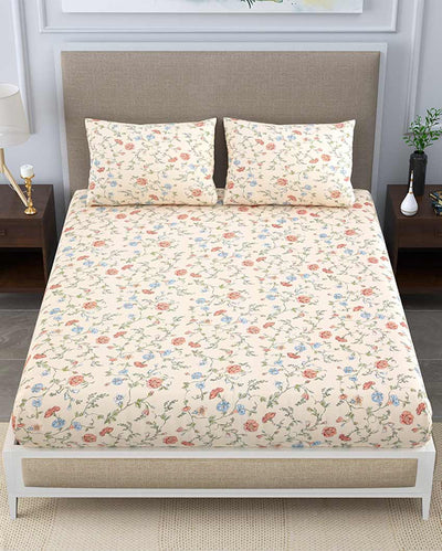 Osteo Floral Polycotton Flat Bedding Set | Double Size