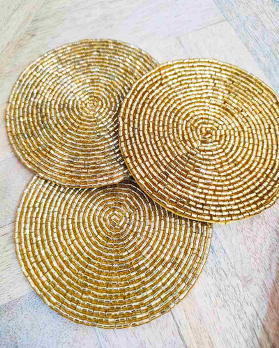 Luxury Midas Gold Accent Designer Coaster | Set of 3 | inches