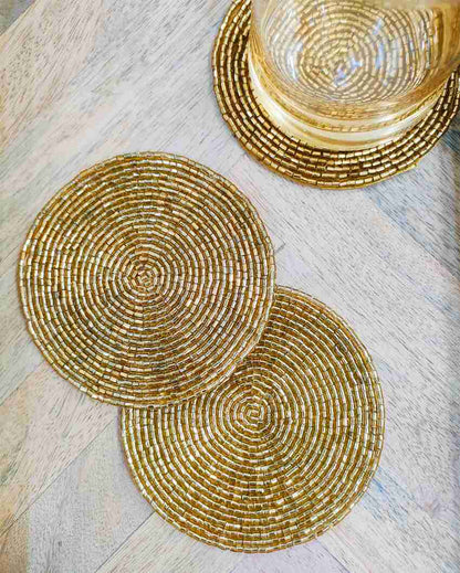 Luxury Midas Gold Accent Designer Coaster | Set of 3 | inches