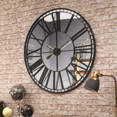 Reflective Elegance Mirror & Metal Wall Clock for Any Room