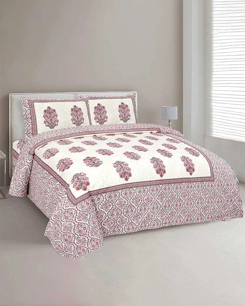 Celosia Sanganeri Cotton Flat Bedding Set | Double Size Pink