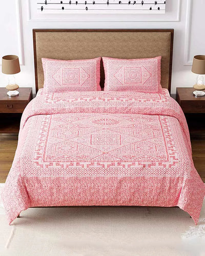 Glycine Sanganeri Cotton Flat Bedding Set | Double Size Pink