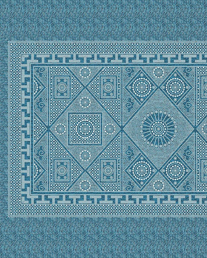 Glycine Sanganeri Cotton Flat Bedding Set | Double Size Blue