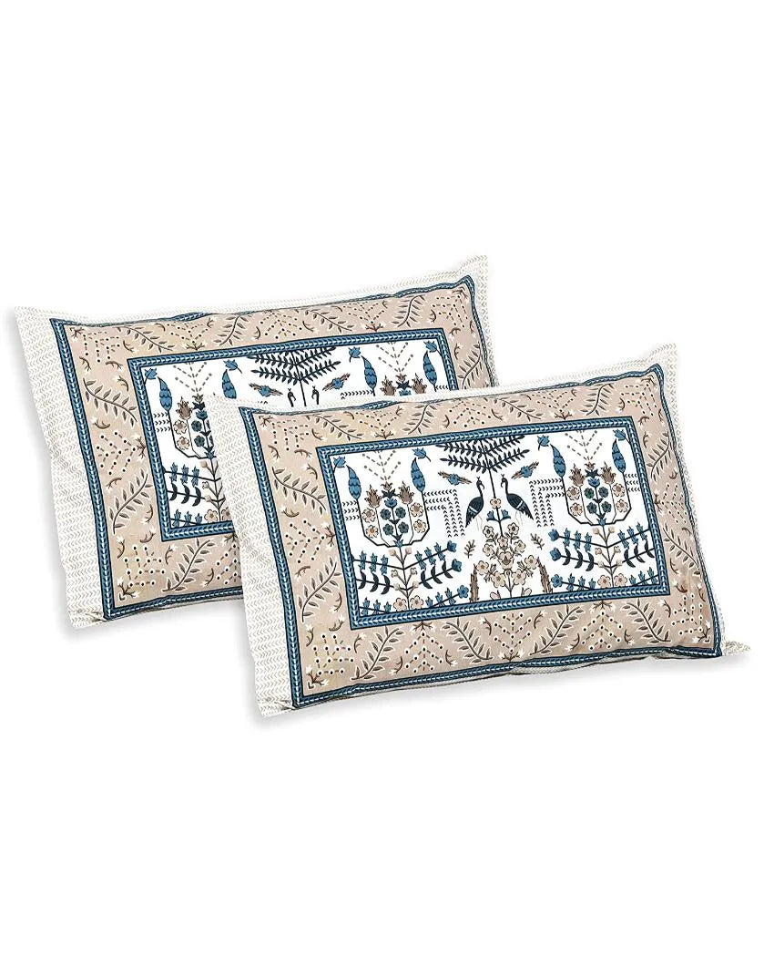 Aconit Sanganeri Cotton Flat Bedding Set | Double Size Blue