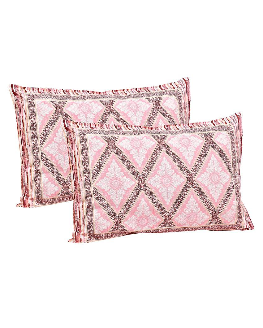 Tulipe Sanganeri Cotton Flat Bedding Set | Double Size Pink
