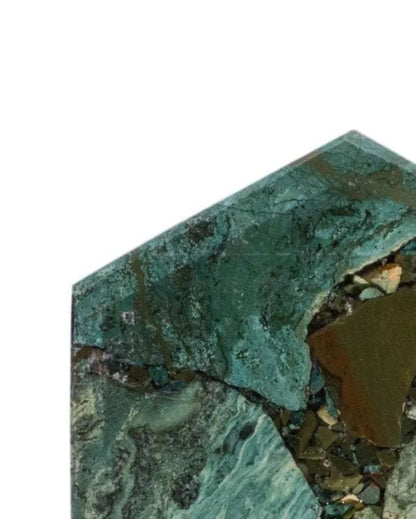 Moss Agate Hexagon Stone Coaster | Set of 4