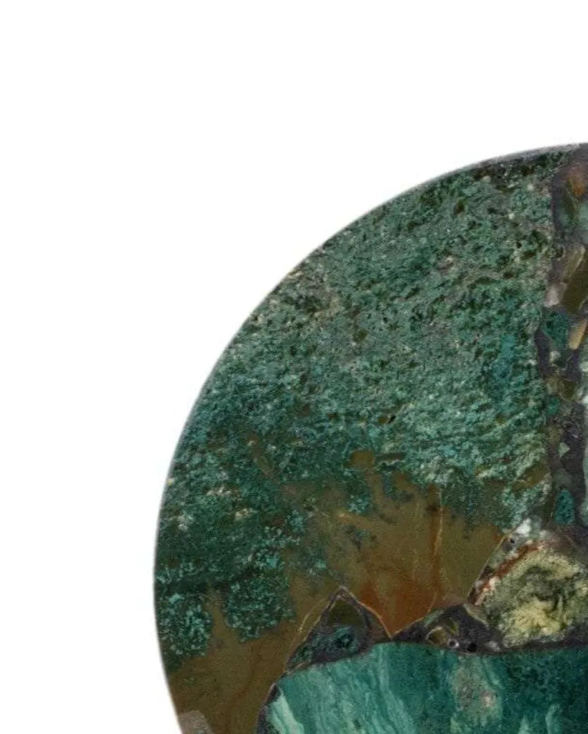 Moss Agate Round Stone Coaster | Set of 4