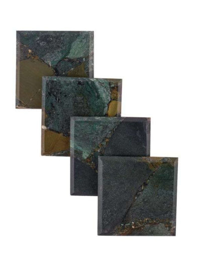 Moss Agate Square Stone Coaster | Set of 4