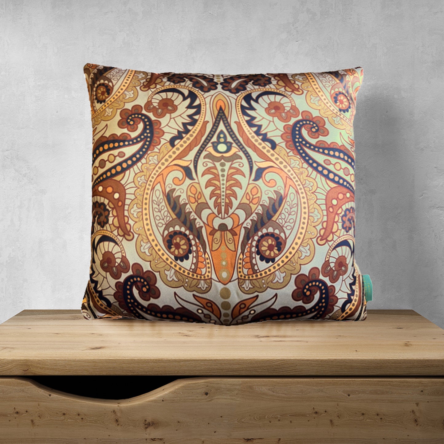 Mughal Ikat Satin Cushion Cover | 16x16 inch