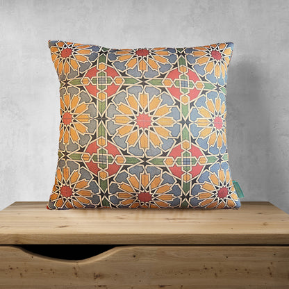 Mughal Kaleido Satin Cushion Cover | 16 x 16 inches