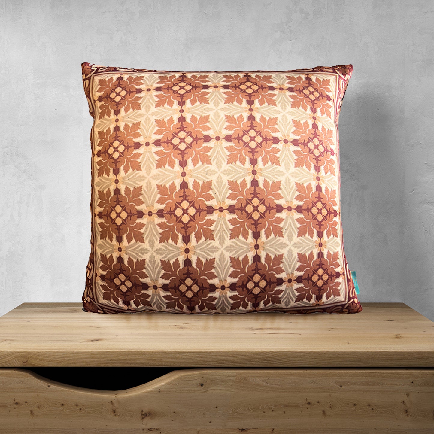 Mughal Squares Satin Cushion Cover | 16x16 inch