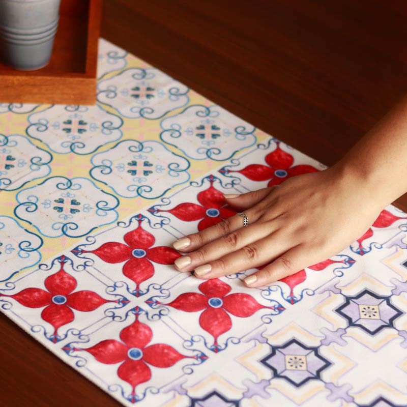 Multicolor Tile Table Runner | 72x13 Inches, 58x13 Inches