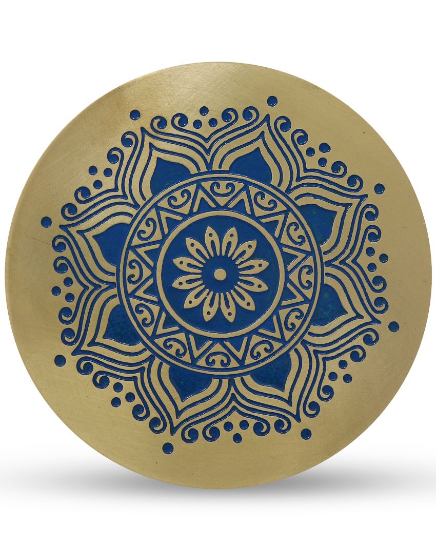 Utsav Brass Coaster | Set of 2 Blue